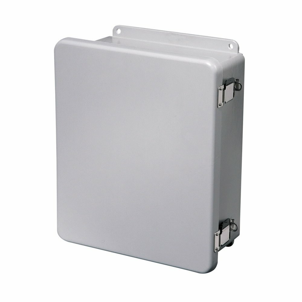 Eaton B-Line series JIC panel enclosure, 13.56" height, 4.25" length, 9.41" width, NEMA 4X, Hinged cover, 4XFCHQRC enclosure, Wall mount, Medium single door, External mounting feet, Fiberglass, Seamless poured in-place gasket