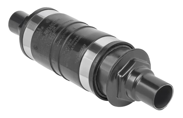 PVC Coated Expansion/Deflection Coupling, Hub Size 3 Inch/78 Metric, Dimensions A: 7-5/8 Inch B: 5-15/16 Inch, Gray