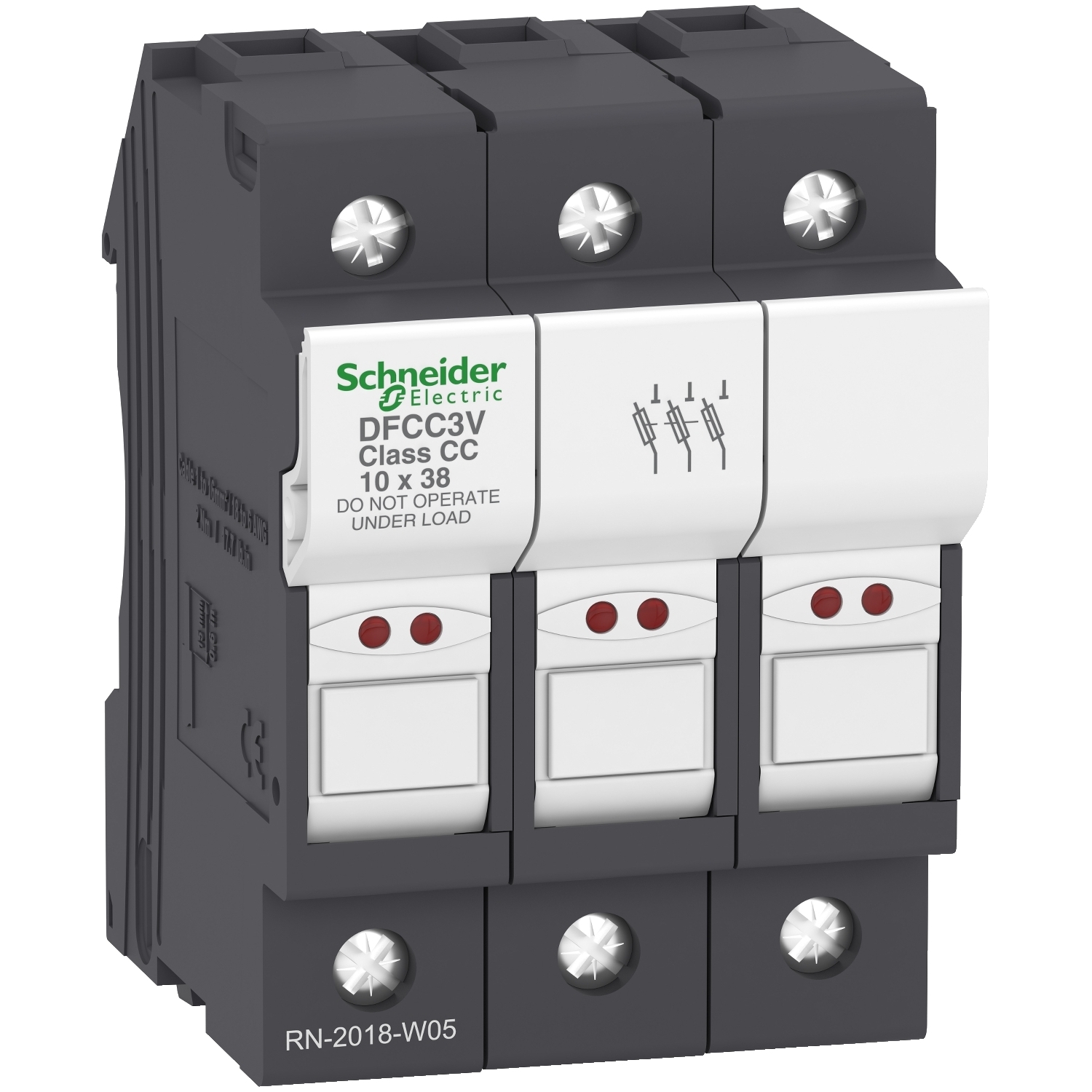 Fuse carrier, TeSys DF, 3P, 30A, 600VAC, fuse class CC, blown fuse indicator