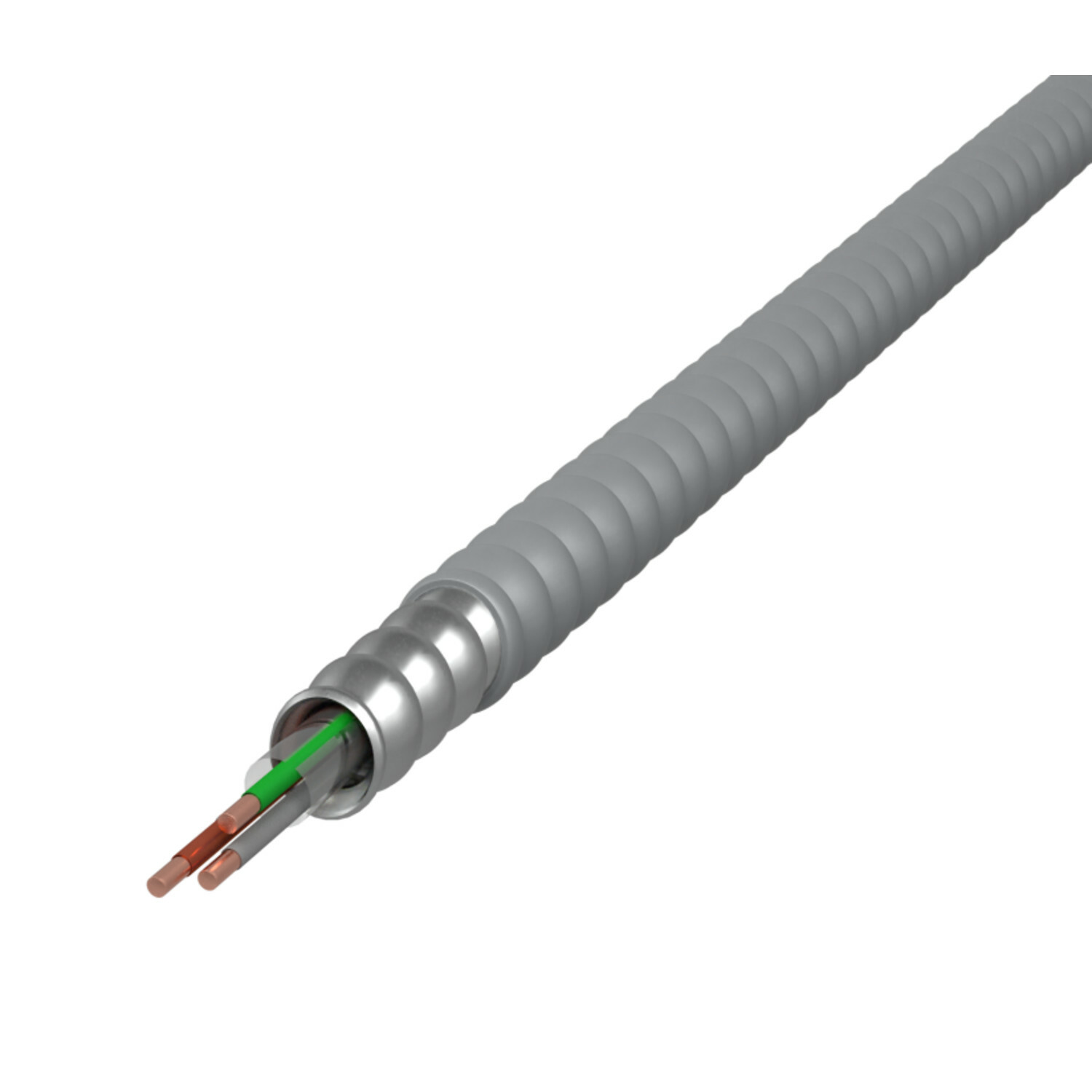 12-2 BK WE GN Parking Deck/Lot Cable, Gray Interlocked Galvanized Steel Armor w/ Overall PVC Jacket , 1000' Reel, Type MC