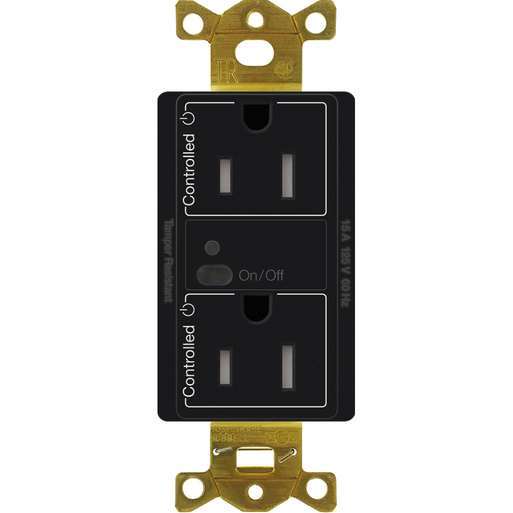 Vive wireless receptacle, 15 A duplex, in black
