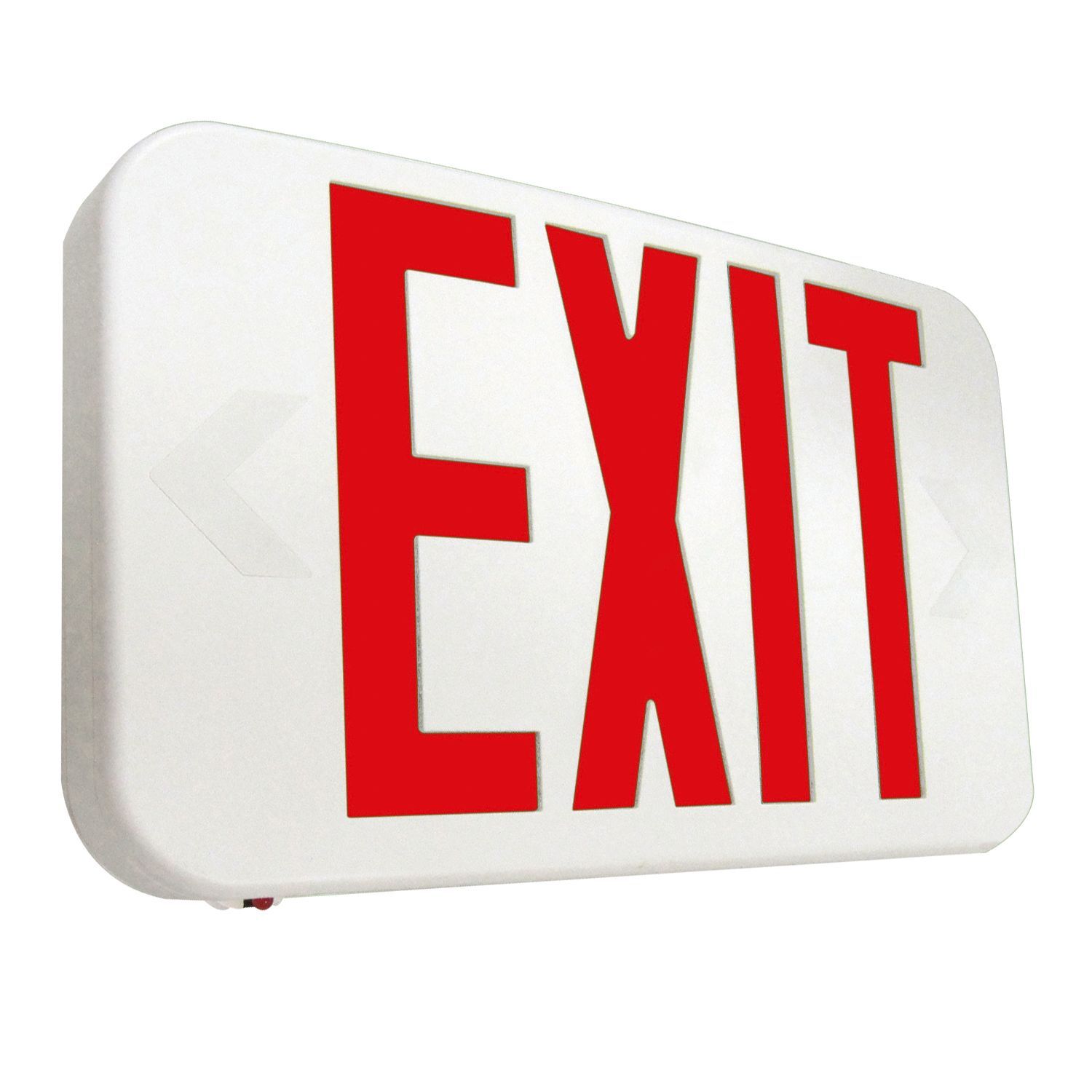 Self Powered, White Housing, LED Exit, Red Letters