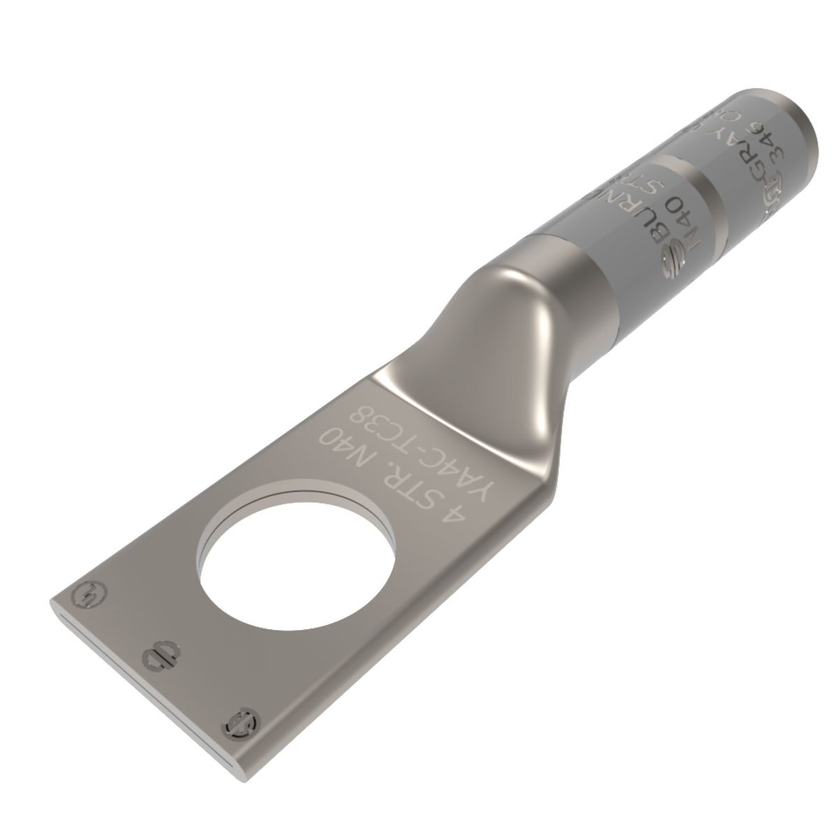 4 AWG CU, One Hole, 1/2 Stud Size, Long Barrel, Internal Chamfer, Tin Plated, UL/CSA, 90?C, Up to 35kV,GRAY Color Code, 8 or 346 Die Index.