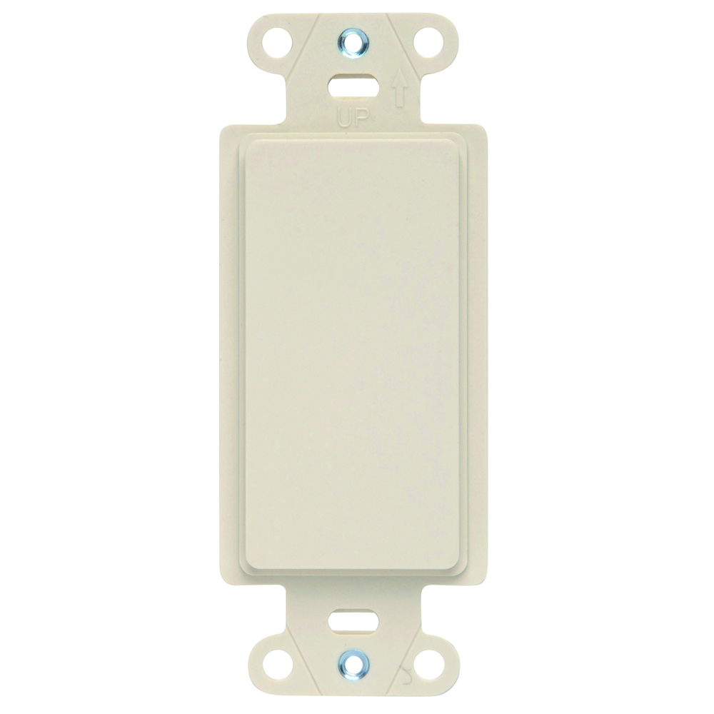 Mounting strap for blank insert. Box mounted. Changes decorator opening to blank. Polycarbonate Plastic. Light Almond.