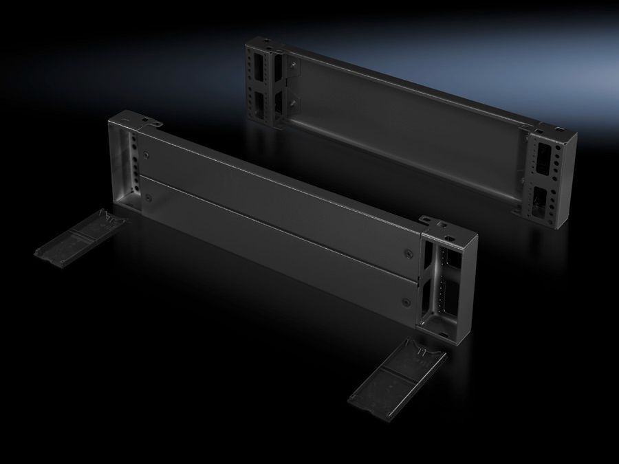 TS Base/plinth component, front and rear, H: 200 mm, for W: 1000 mm, RAL 7022, carbon steel