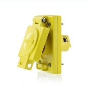 15 Amp, 125 Volt, NEMA 1-15, 2P, 2W, Straight Blade Single Inlet, Industrial Grade, Non-Grounding, Wetguard, Yellow