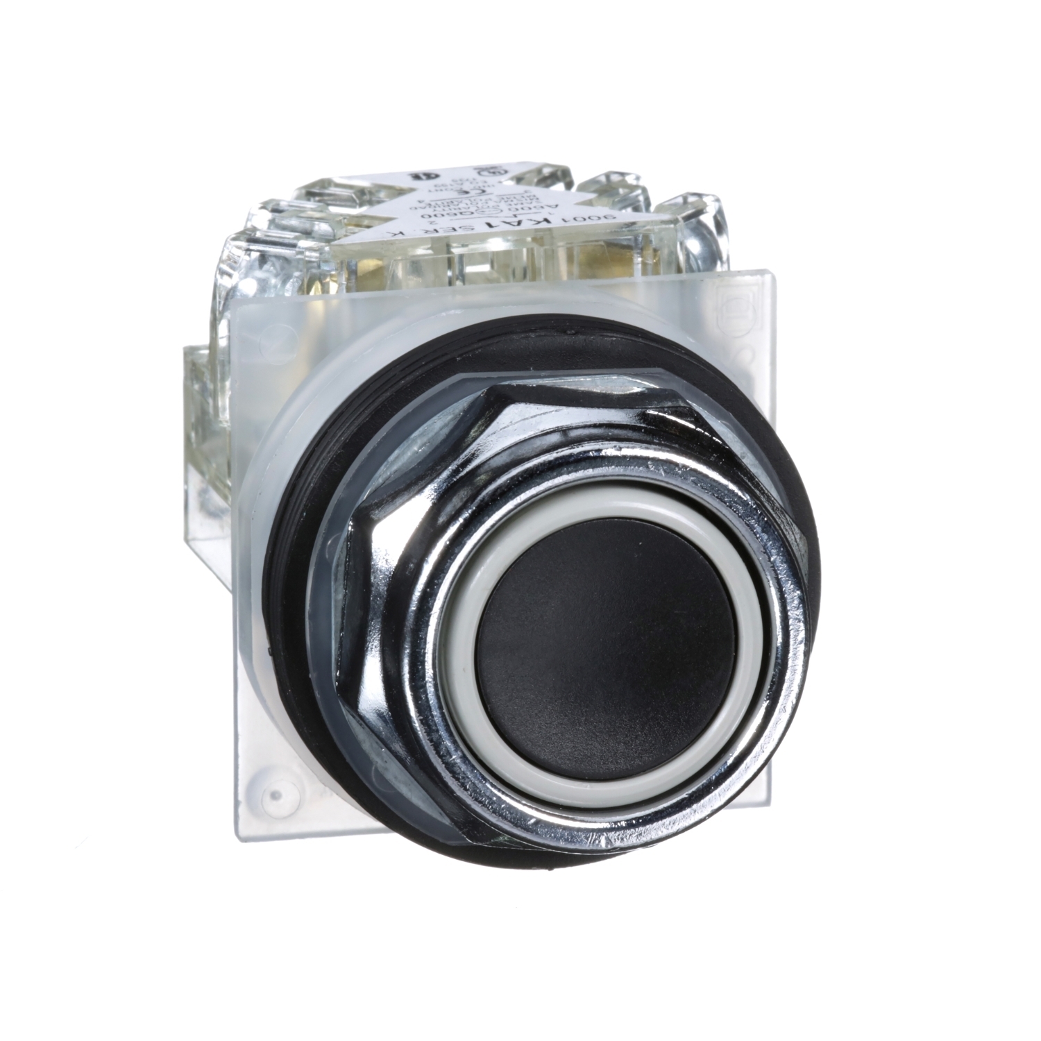 30mm Push Button, Type K, push button, full guard, black, 1 NO and 1 NC