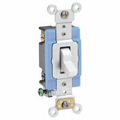 15 Amp, 120/277 Volt, Toggle 4-Way AC Quiet Switch, Extra Heavy Duty Spec Grade, Self Grounding, Back and Side Wired, White