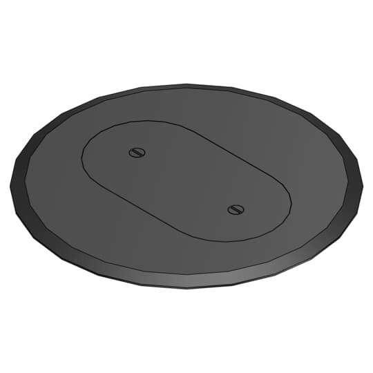Carpet Plate and Cover for Flush Service Floor Box, 6 Inch Diameter, Black, PolyCarbonate, for Single Receptacle