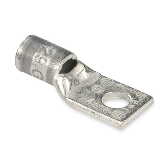 Copper One-Hole Lug, Standard Barrel, Peep Hole, Max 35kV, Wire Size #4 AWG, #10 Bolt Size, Tin Plated, Die Code 29, Die Color Code Gray