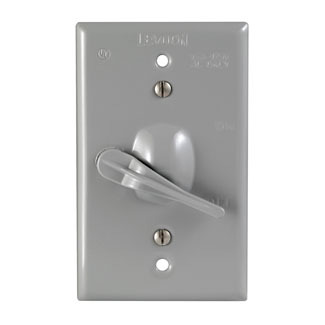 1-Gang Toggle with Switch Device Switch Wallplate, Weather-Resistant, Die-Cast Zinc, Box Mount, Horizontal Or Vertical, Gray