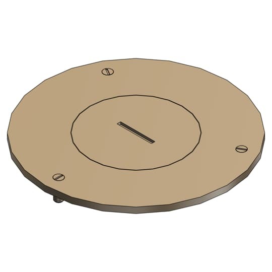 Cover Plate for Flush Service Floor Boxes, 4 Inch Diameter, 2 Inch Plug Size, Brass