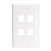 QuickPort Wallplate For Large Connectors, Single Gang, 4-Port, White