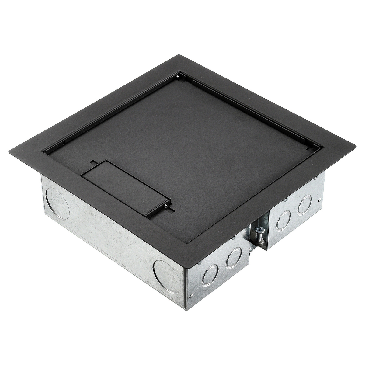 Hubbell Wiring Device Kellems, Floor and Wall Boxes, Access FloorSeries, 4-Gang, Box and Cover, Shallow, Black