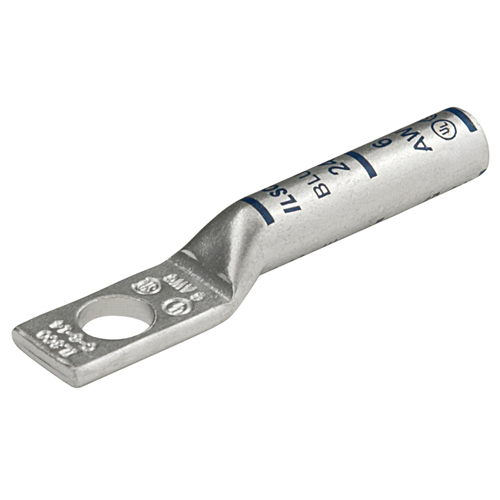 Surecrimp Copper Compression Lug, Conductor Size 8, 1 Hole, 1/4in Bolt Size, Long Barrel, No Sight Window, Tin Plated, UL, CSA
