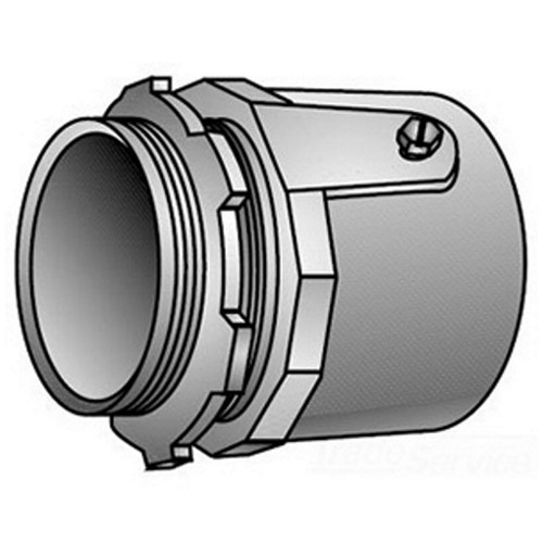 OZ-Gedney Type 28 Rigid Connector, Size: 1-1/2 IN, Connection: Male NPS Hub X Set Screw, Malleable Iron, Finish: Zinc Plated, Dimensions: 2-3/8 IN Maximum Diameter X 1-3/4 IN Length, 5/8 IN Thread Length, Third Party Certification: UL File Number E