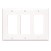 3-Gang Standard Size Nylon Wallplate/Faceplate, 3-Decora. Light Almond