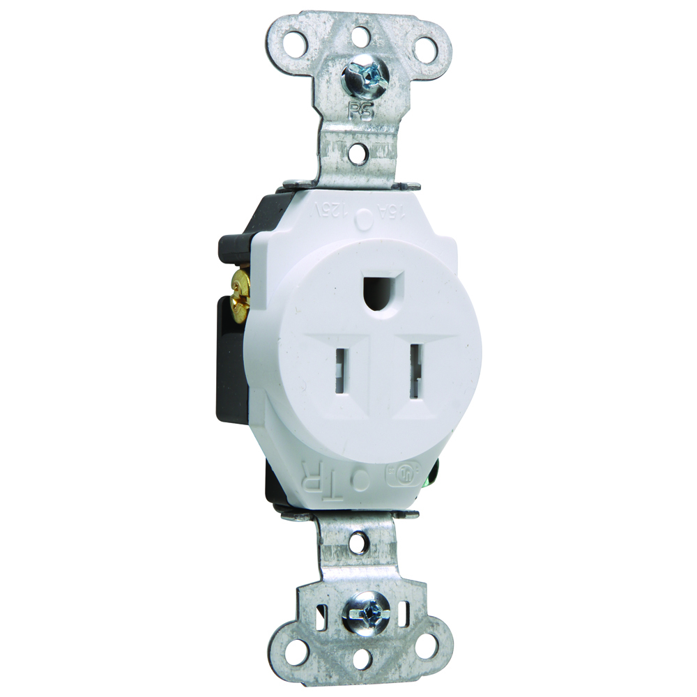 Tamper-Resistant Construction Spec Grade Single Receptacle Back and, Side Wire 15amp 125volt White