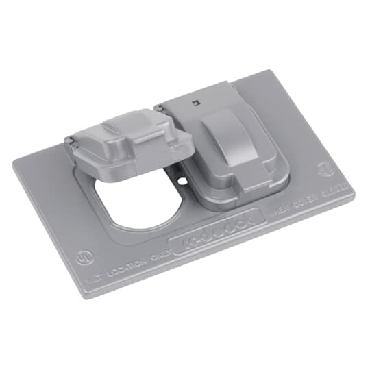 Single Gang Weatherproof Receptacle Cover, Bronze, Zinc Alloy, 1 Duplex Receptacle Horizontal, Device Mount