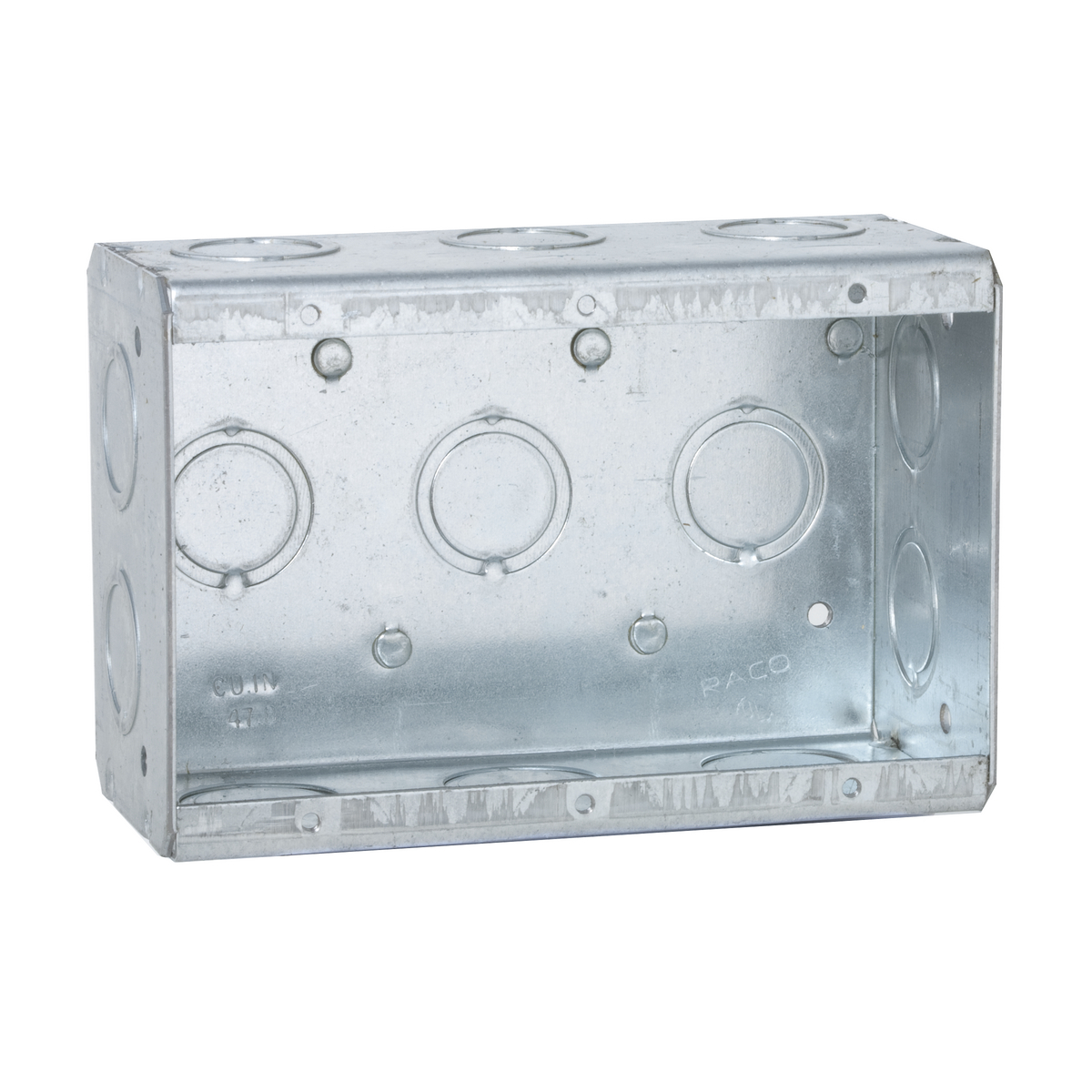 Masonry Bx., 2-1/2 In. Dp. Nongangable w/Conduit KO's, 3-Gang,5-19/32In. Wide