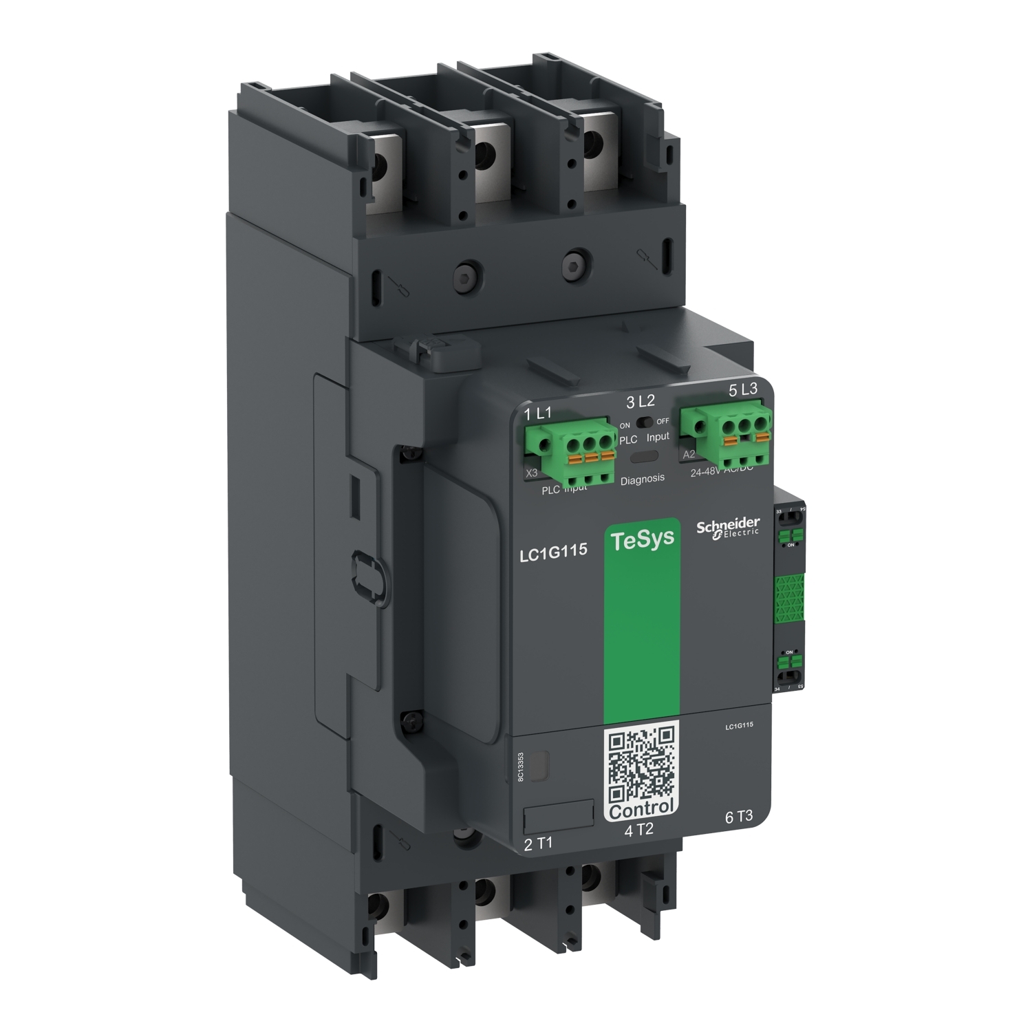 Contactor, high power, TeSys Giga, advanced version, 3 pole/NO, AC-3 <=440V 225A, 200-500VAC/DC coil