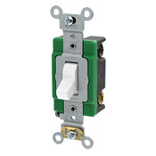 30 Amp, 120/277 Volt, Toggle Single-Pole AC Quiet Switch, Extra Heavy Duty Grade, Self Grounding, Ivory