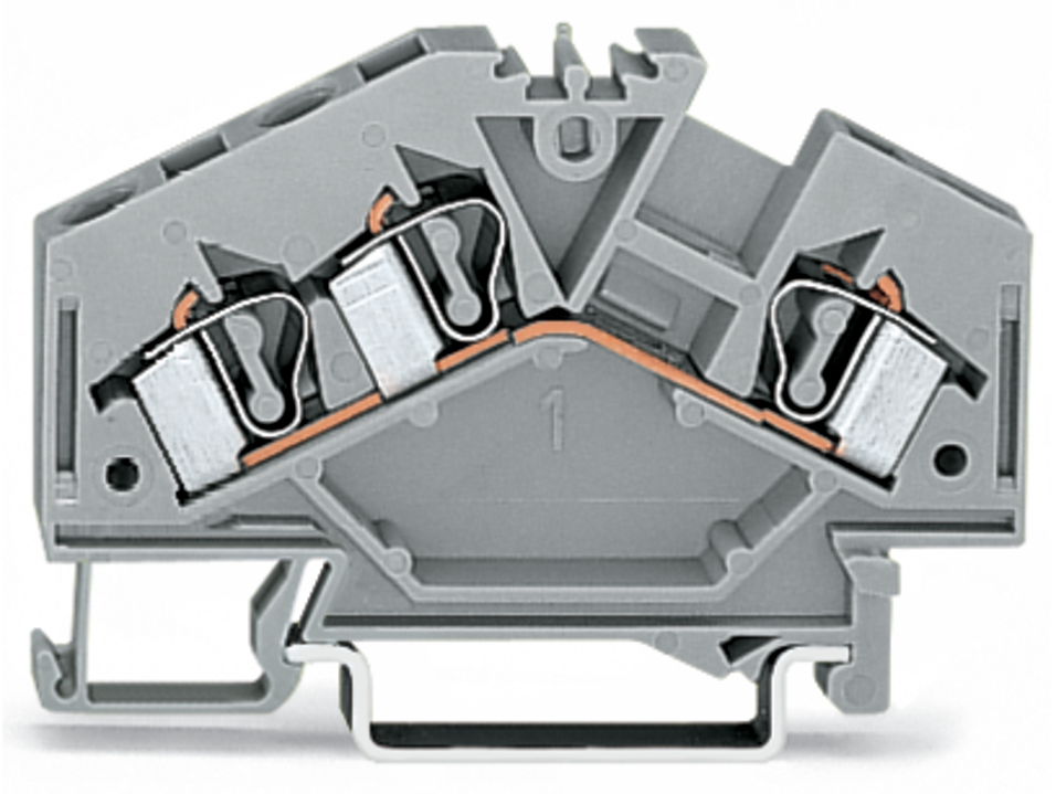 3-conductor through terminal block; 4 mm; center marking; for DIN-rail 35 x 15 and 35 x 7.5; CAGE CLAMP; 4,00 mm; gray