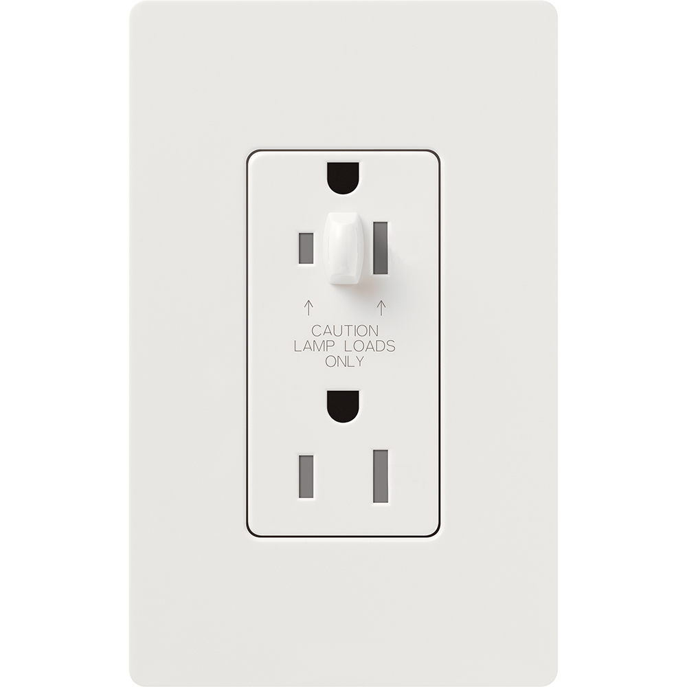 Claro, Gloss, Half dimming, tamper resistant receptacle, 15A/125V in white