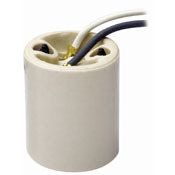Medium Base, One-Piece, Keyless, Incandescent, Glazed Porcelain Lampholder, Mounting Screws, Single Circuit, White