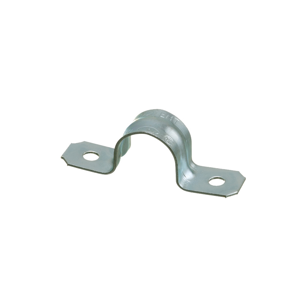 1/2" 2-Hole EMT STRAP, Click on type, plated steel.