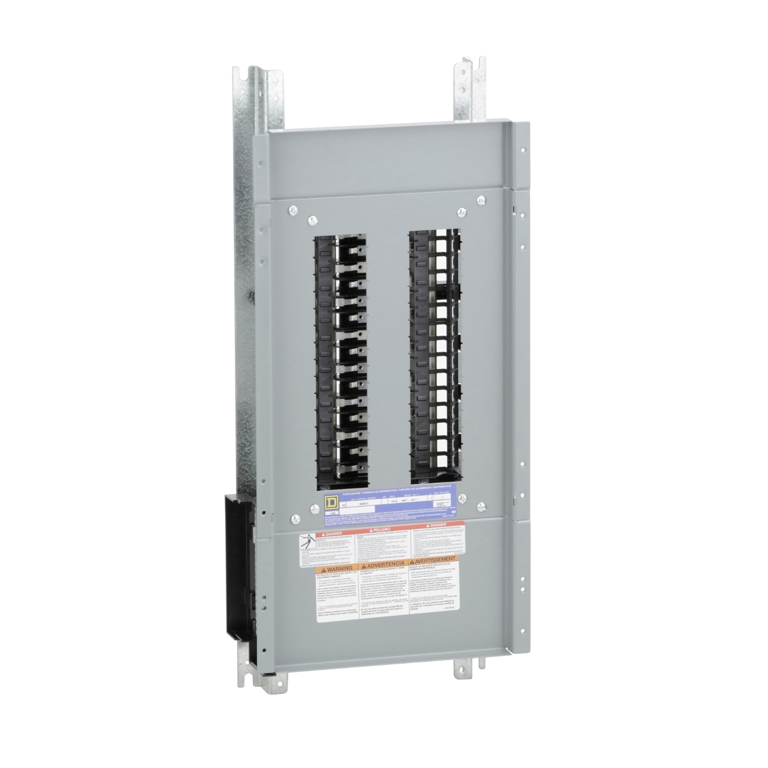 Panelboard interior, NQ, main lugs, 225A, Cu bus, 30 pole spaces, 1 phase, 3 wire, 240VAC, 48VDC
