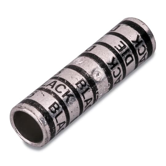 Copper Two-Way Splice, Long Barrel, Max 35kV, 400 kcmil,  Length 3.75 Inches, Diameter 0.98 Inch, Tin Plated, Die Code 76, Die Color Code Blue