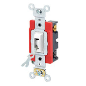 20 Amp, 120/277 Volt, Toggle Locking 4-Way AC Quiet Switch, Extra Heavy Duty Grade, Self Grounding, Back and Side Wired, White