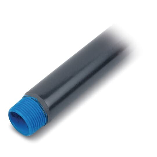 PVC Coated Conduit, Pipe Size 3/4 Inch/21 Metric, Outside Diameter with PVC 1.13 Inch/28.70 Millimeters, Nominal Wall Thickness with PVC .139 Inch/3.53 Millimeters, Length without Couplings 9 Feet 11-1/4 Inch /3.03 Meters, Aluminum, Gray