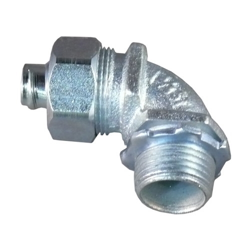 ST Series 90 Degree Liquidtight Connector; 3/4 Inch, Malleable Iron, Chromate, Epoxy Powder Coat/Electro-Plated Zinc, Tapered NPT