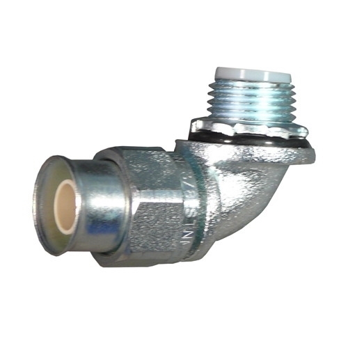 Flexible Non-Metallic 90 deg Type A Liquidtight Connector, 1/2 inch, Neoprene O-Ring/Nylon Ferrule