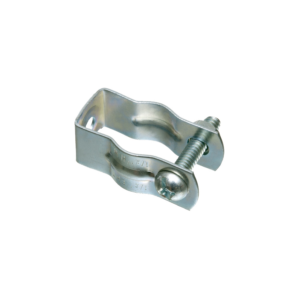 #2 Trade Size, Plated steel with 1/4 bolt and 1/4 hex nut, pipe size RIGID 1" EMT size 1".