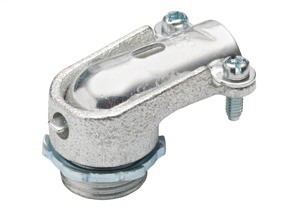 Connector, 90 Degrees, Malleable Iron, Flex Size 3/8 Inch