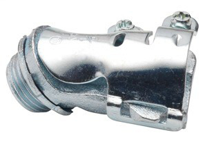 Connector, 45 Degree, Malleable Iron, Flex Size 1/2 Inch
