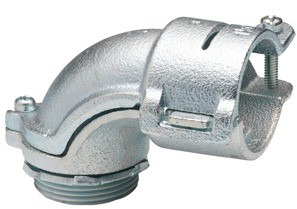 Connector, 90 Degrees, Malleable Iron, Flex Size 3/4 Inch