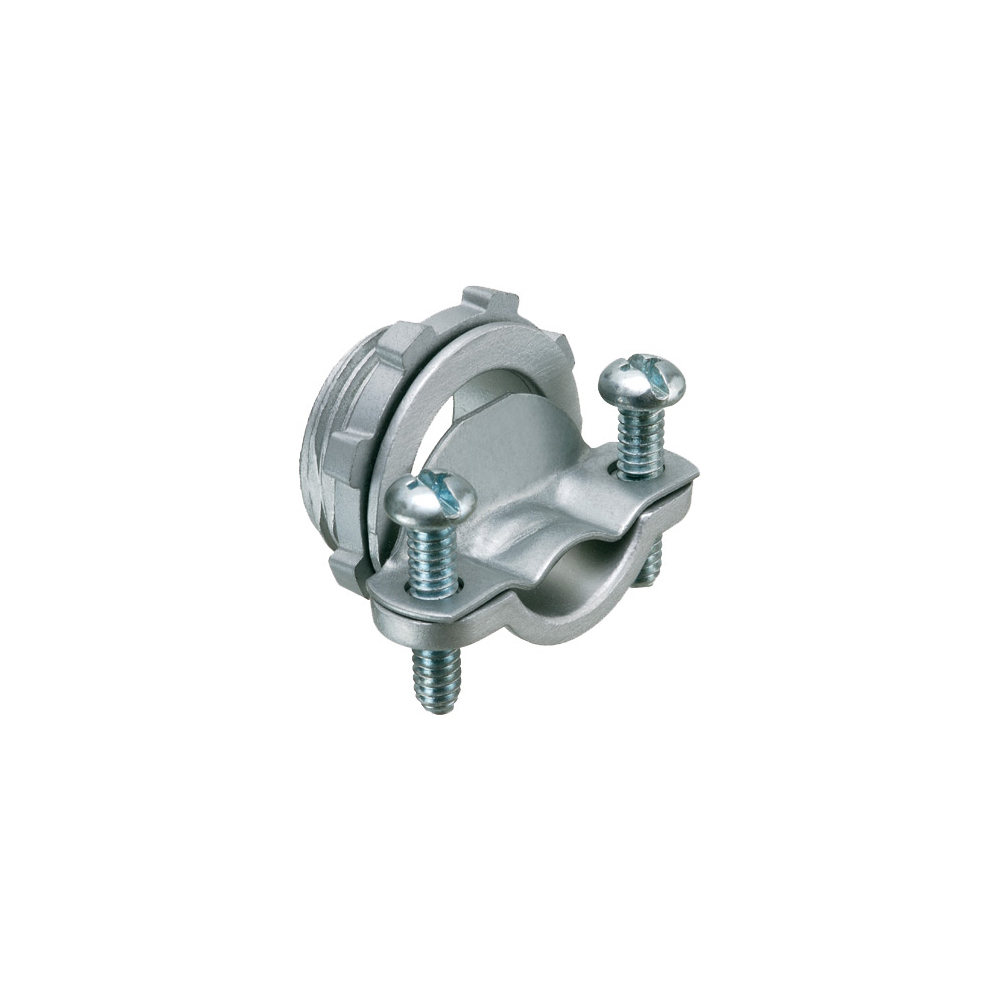 2 screw clamp type. zinc die-cast. Maximum opening of .960. For one NM or service entrance cable. Trade Size 2".