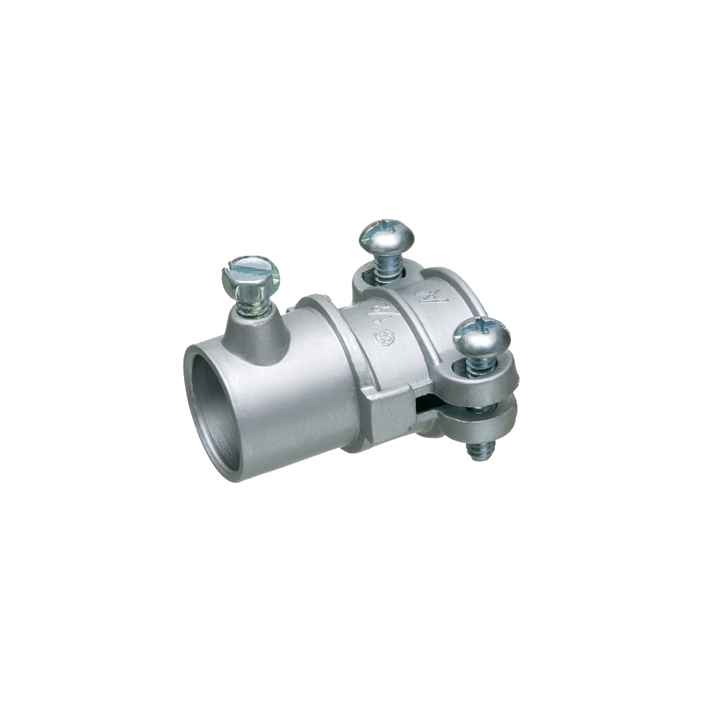 Combination coupling 1/2" EMT to flex. Zinc die-cast. Cable range of .85 to .91.