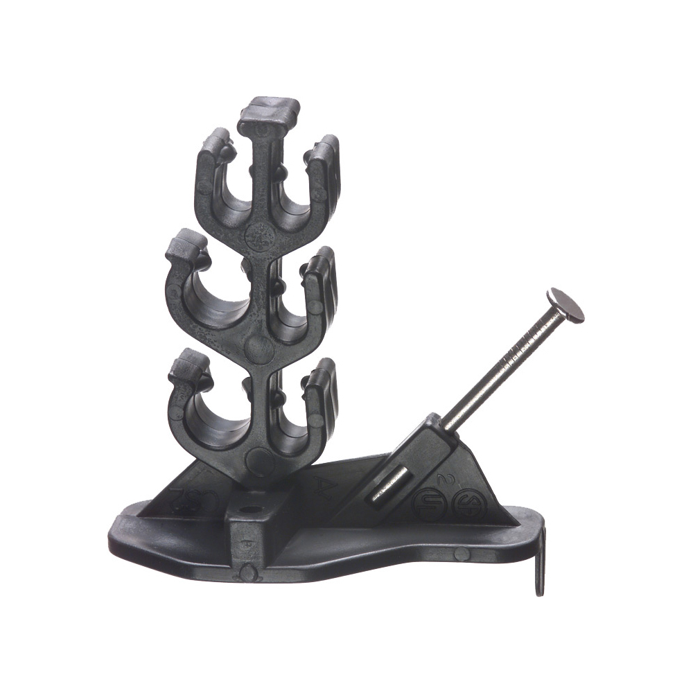Nail in cable support keeps cables away from the nailing surface while supporting up to four 14/2 to 10/2 and two 14/3 to 10/3 NM cables, sold in package quantity of 25.