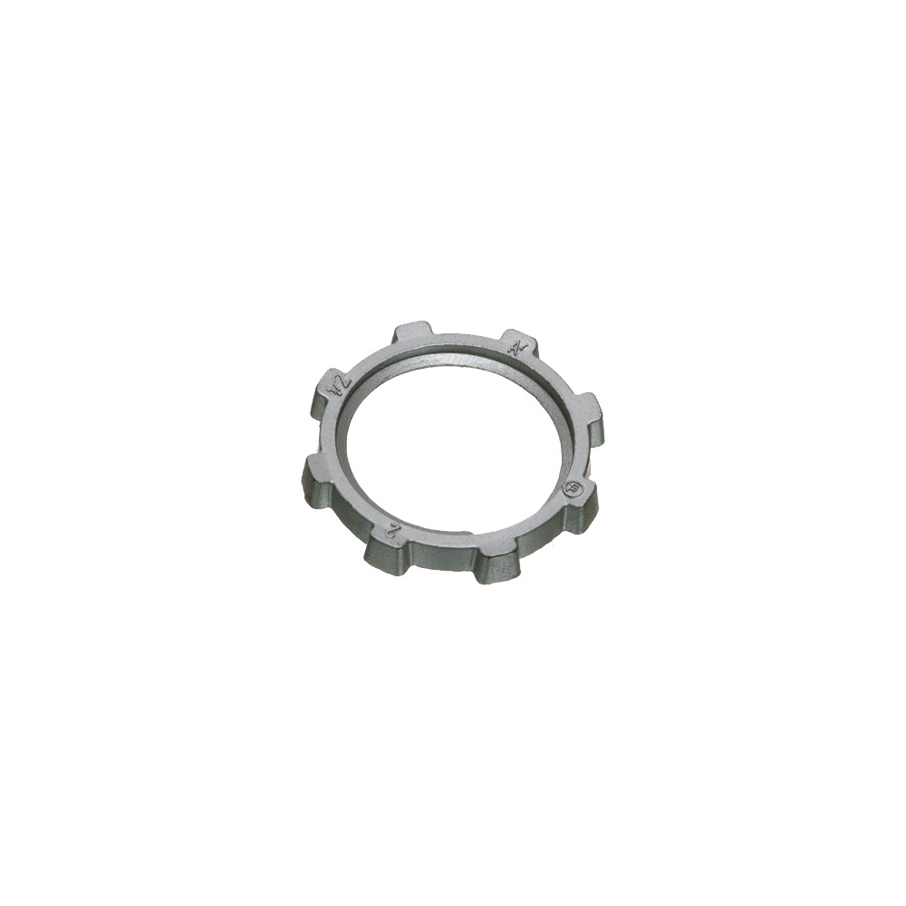 Zinc die-cast locknut with cast thread. Trade Size 2".