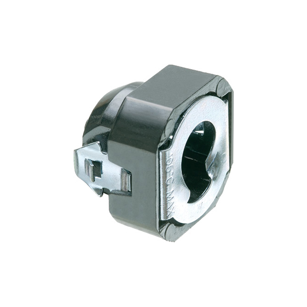Screw-on flex connector with a non-metallic body and spring steel clip. Screws onto 3/8" Flex. Sold in package quantity of 1000.