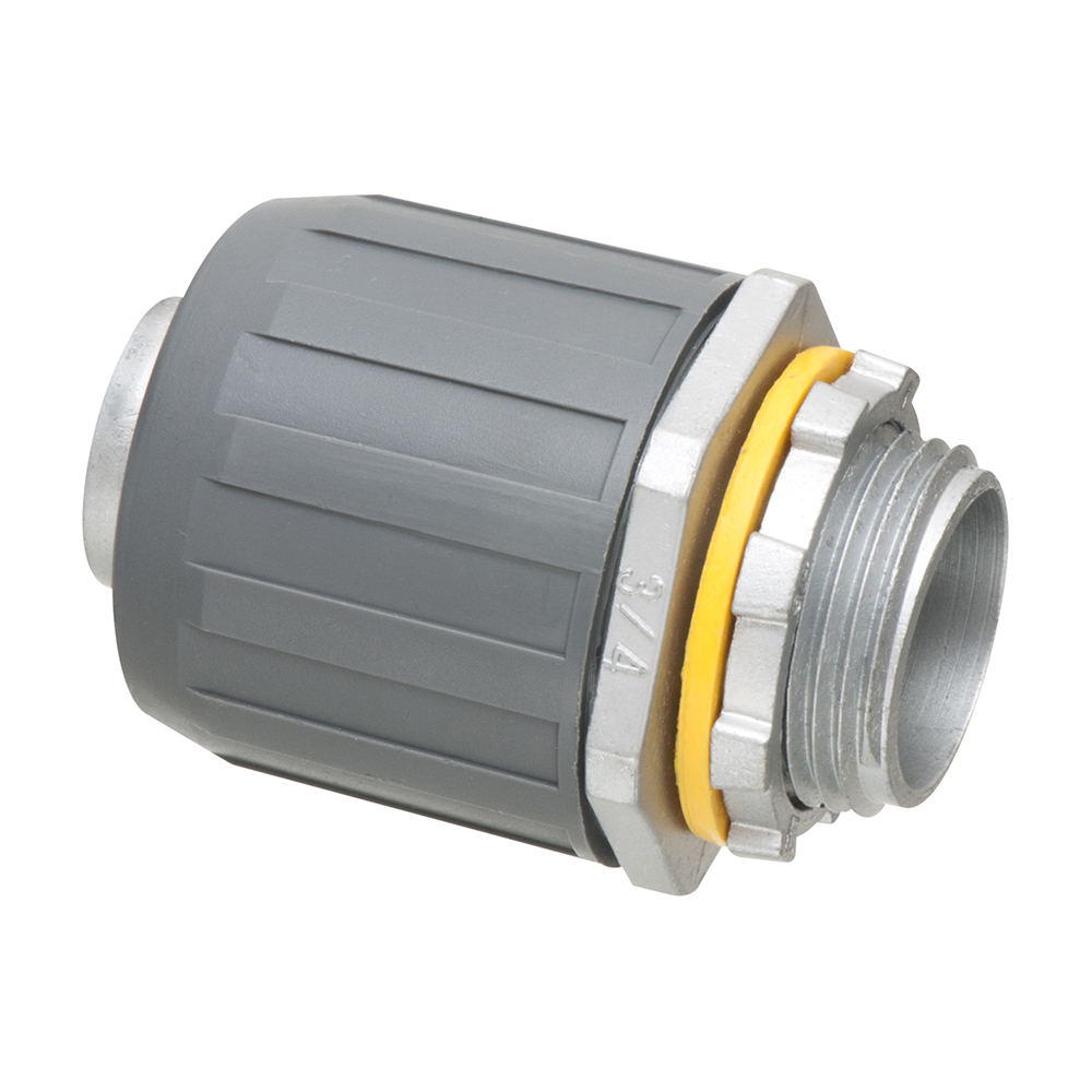 SNAP2IT zinc die-cast, push on, metallic, liquid tight connector. Trade Size 3/4".