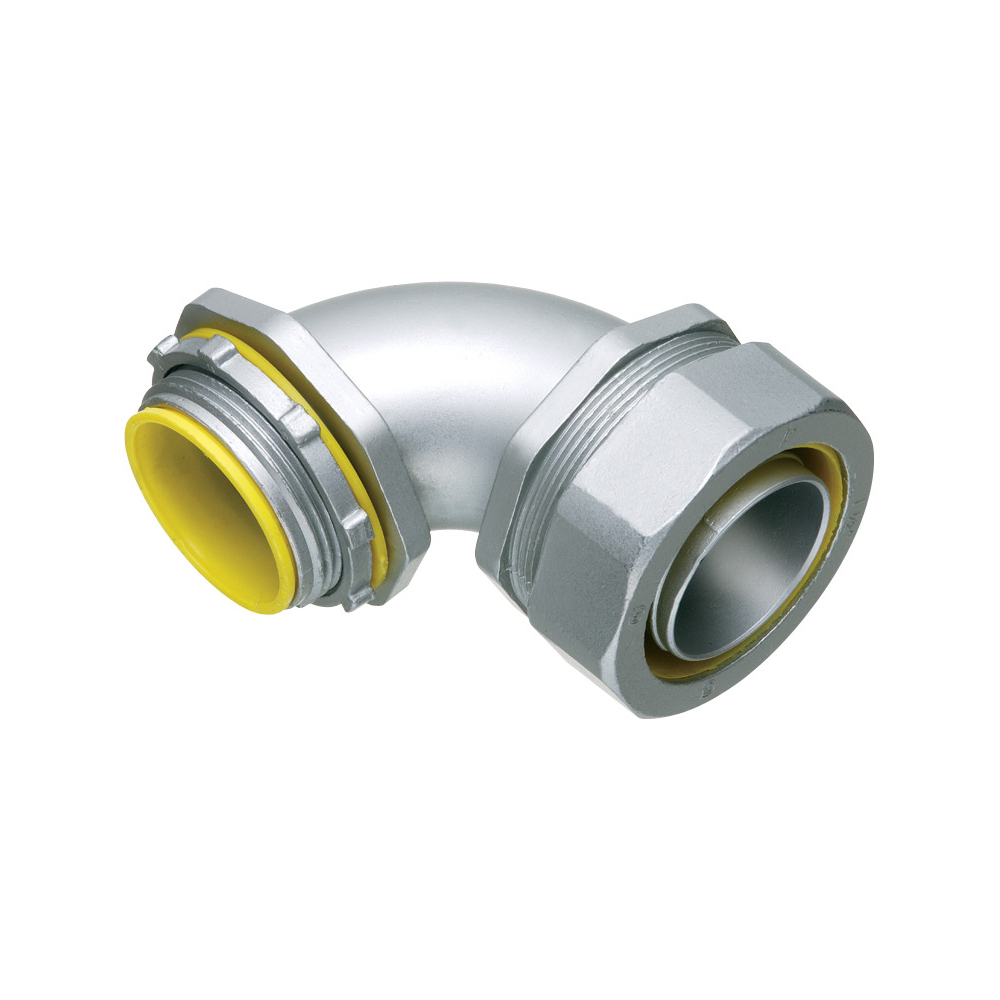 Straight, zinc die-cast connector for use with metallic or non metallic liquid tight conduit type B only. 3" Trade Size. 90 degrees.