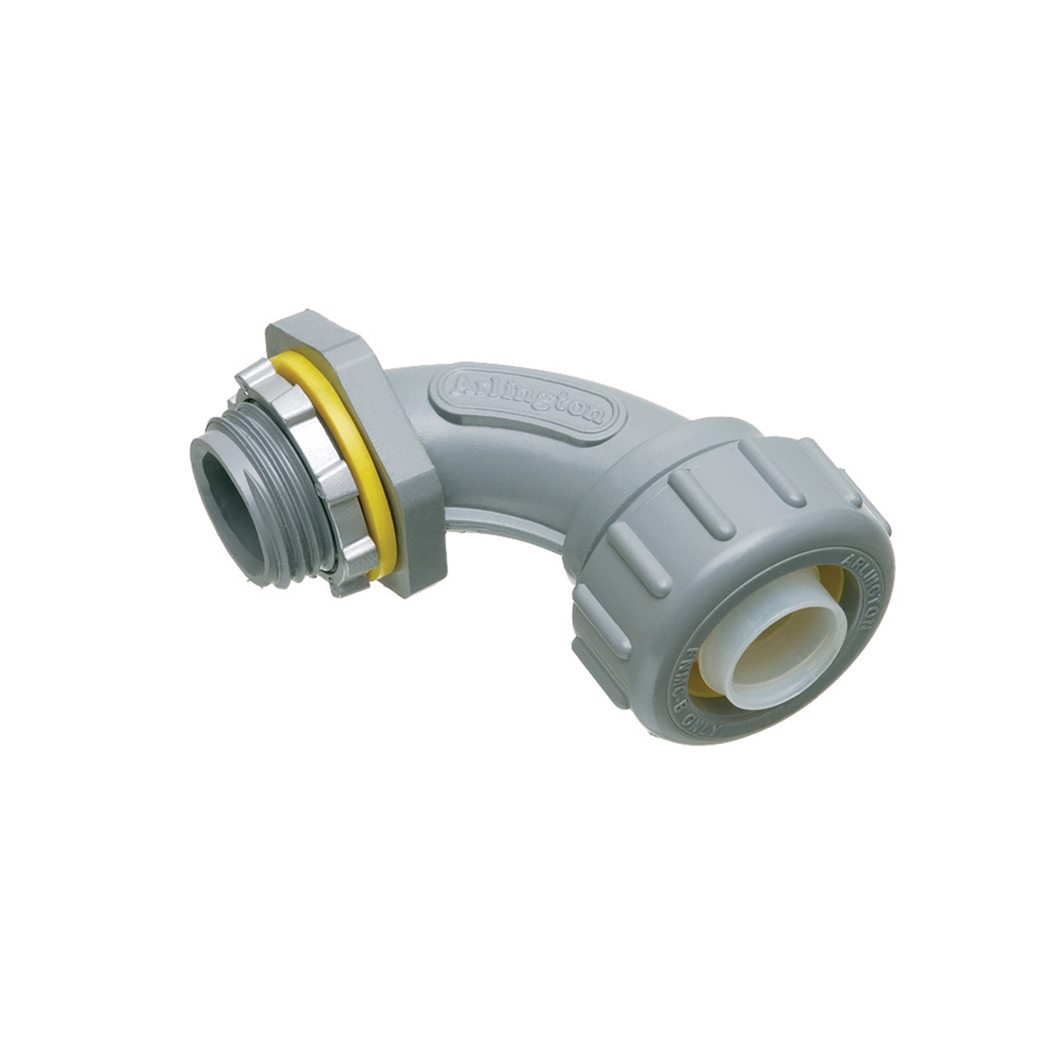 Non Metallic 90 degree connector for use with non metallic liquid tight conduit type B only. 3/8" Trade Size.