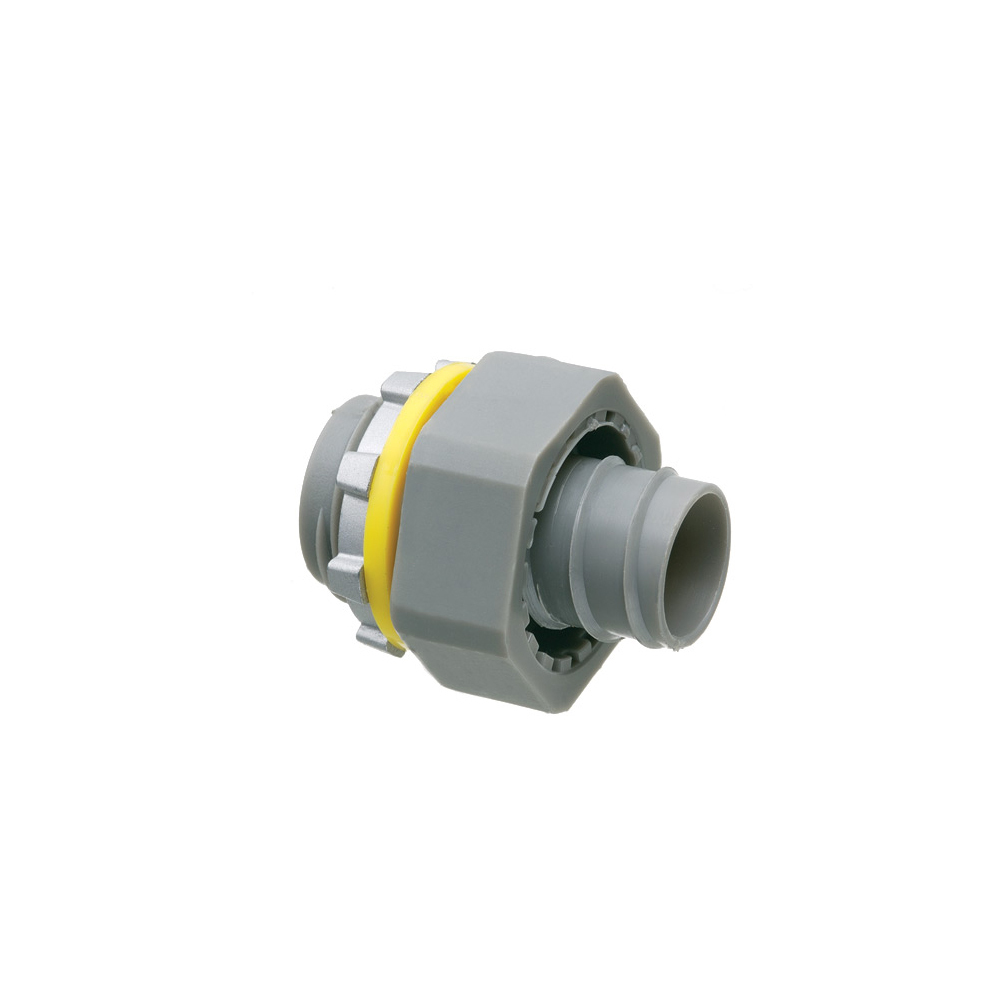 Non Metallic screw on straight liquid tight connector for liquid tight conduit type B only. Trade Size 3/8".