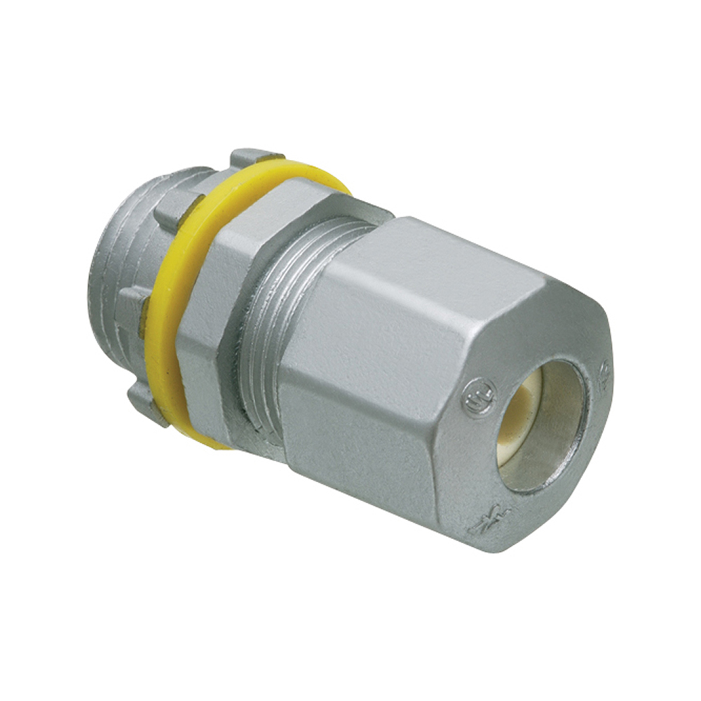 Zinc die-cast, 3/4" UF connector with low profile design for smaller and standard sized underground feeder cable.